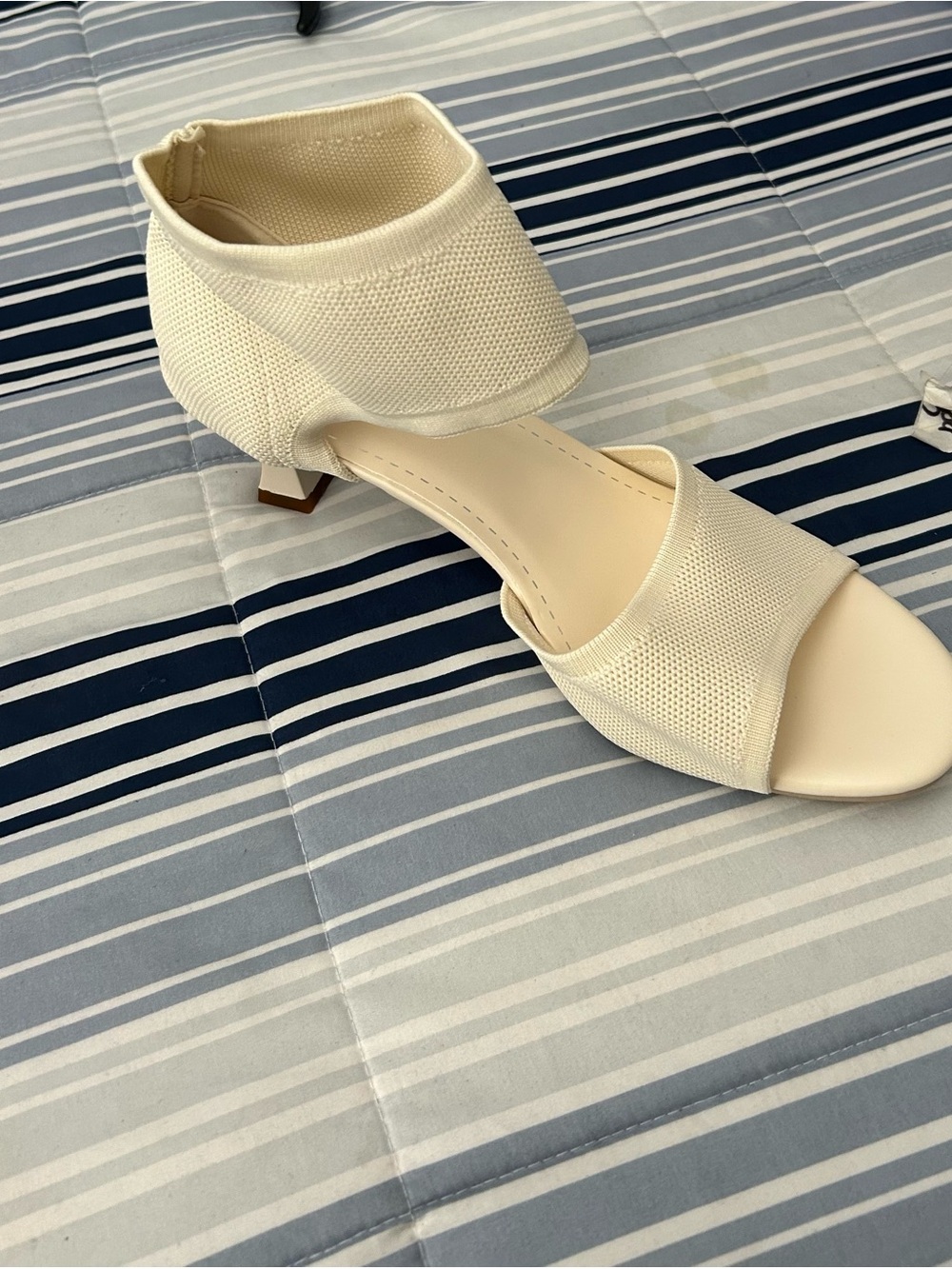 SHEIN Cream Mesh Open-Toe Ankle Strap Heels